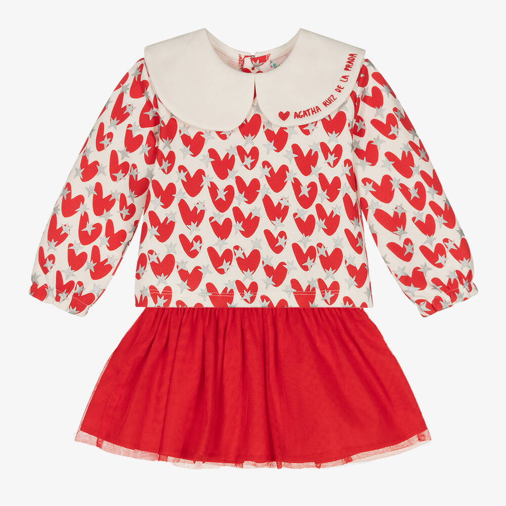 Agatha Ruiz de la Prada - Set mit rotem Jersey-Tüllrock für Mädchen | Childrensalon