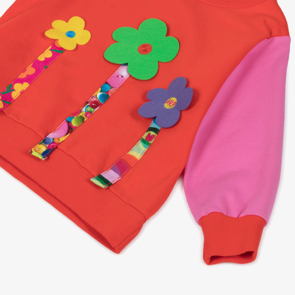 Agatha Ruiz de la Prada-Girls Red & Pink Cotton Jersey Sweatshirt | Childrensalon Outlet