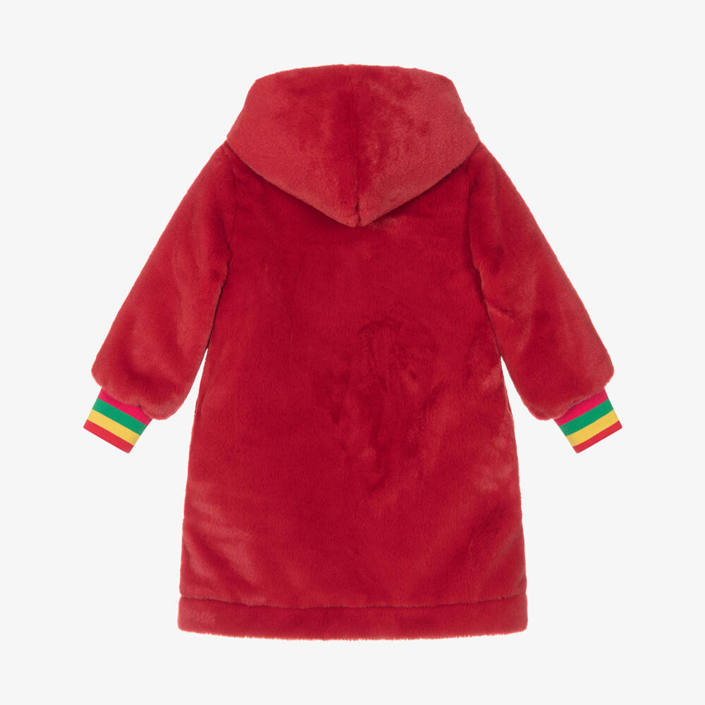 Agatha Ruiz de la Prada-معطف فرو صناعي لون أحمر للبنات | Childrensalon Outlet
