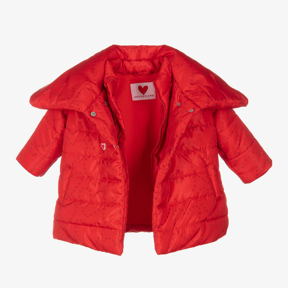 Girls red padded coat top