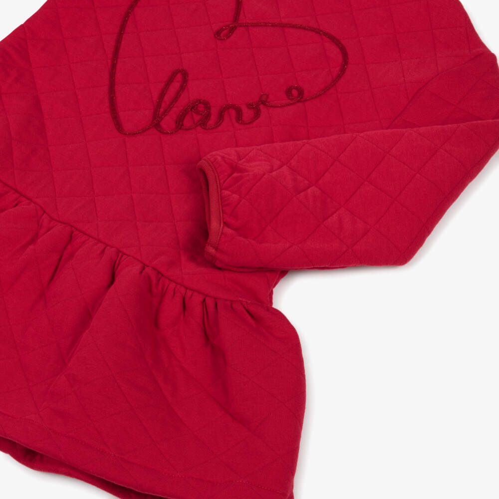 Agatha Ruiz de la Prada-Girls Red Quilted Cotton Jersey Dress | Childrensalon Outlet