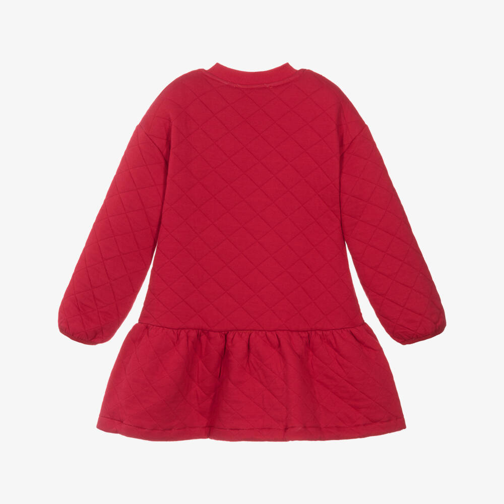 Agatha Ruiz de la Prada-Girls Red Quilted Cotton Jersey Dress | Childrensalon Outlet