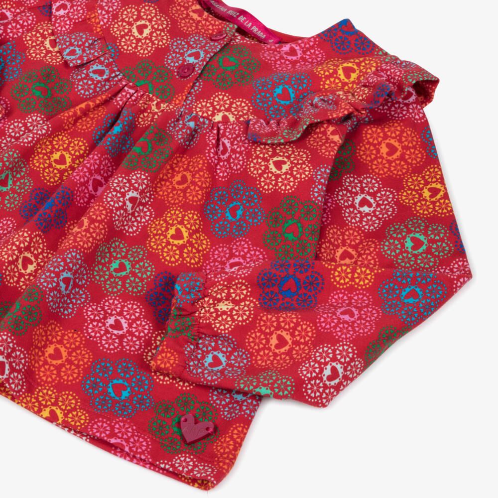 Agatha Ruiz de la Prada-Красный хлопковый топ с рюшами для девочек | Childrensalon Outlet