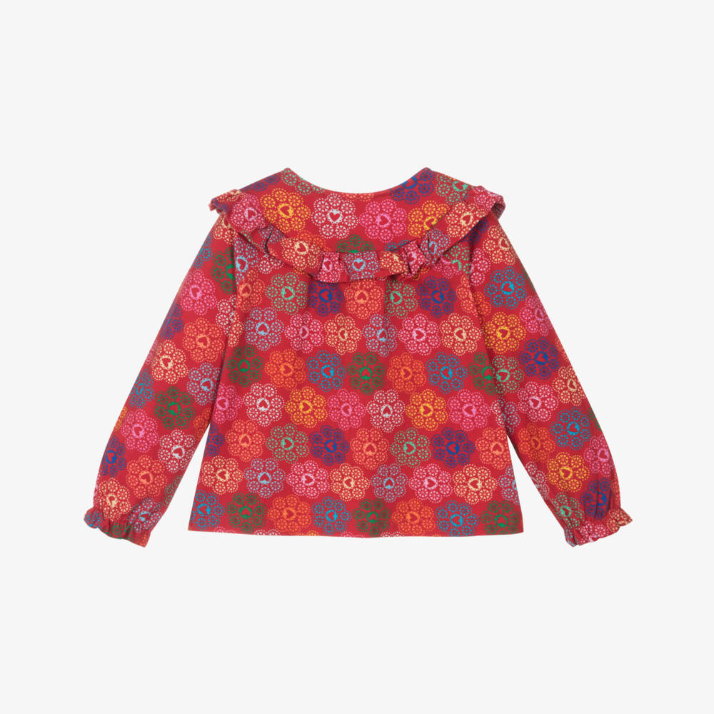 Agatha Ruiz de la Prada-Красный хлопковый топ с рюшами для девочек | Childrensalon Outlet