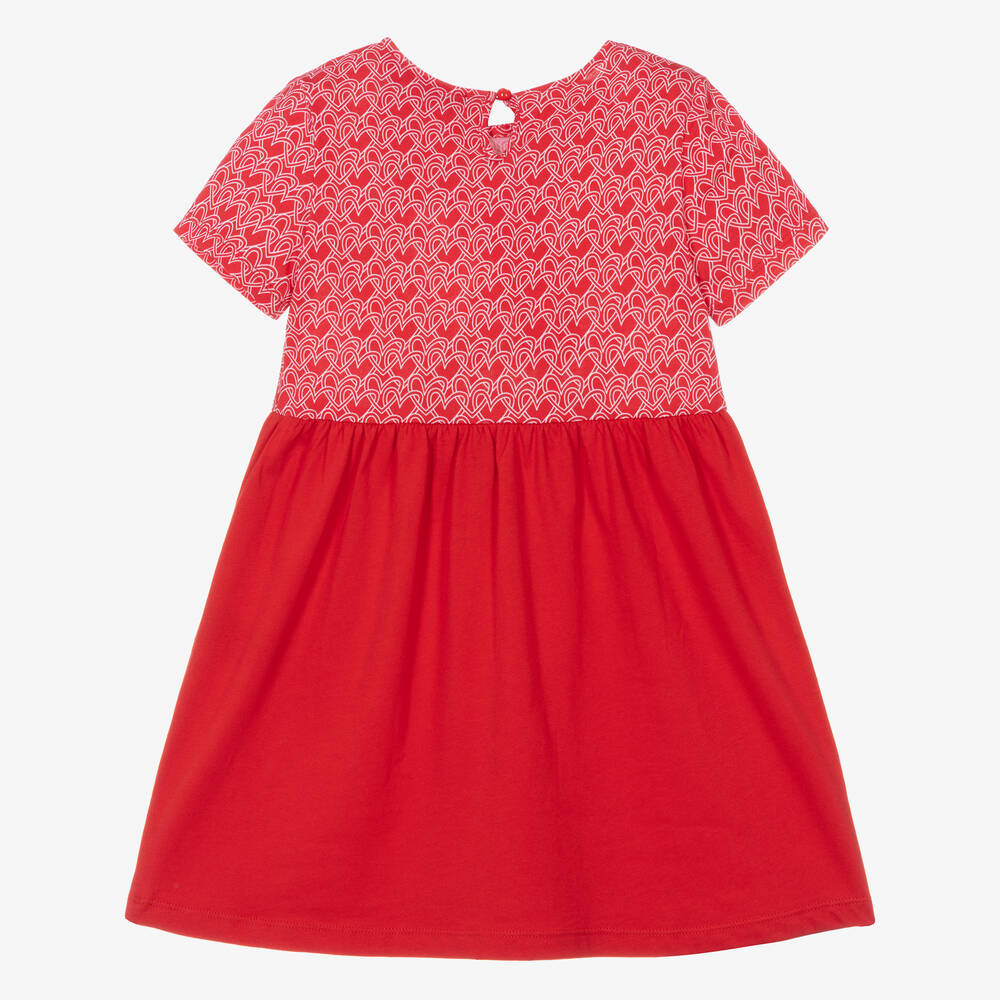 Agatha Ruiz de la Prada Girls Red White Cotton Heart Dress