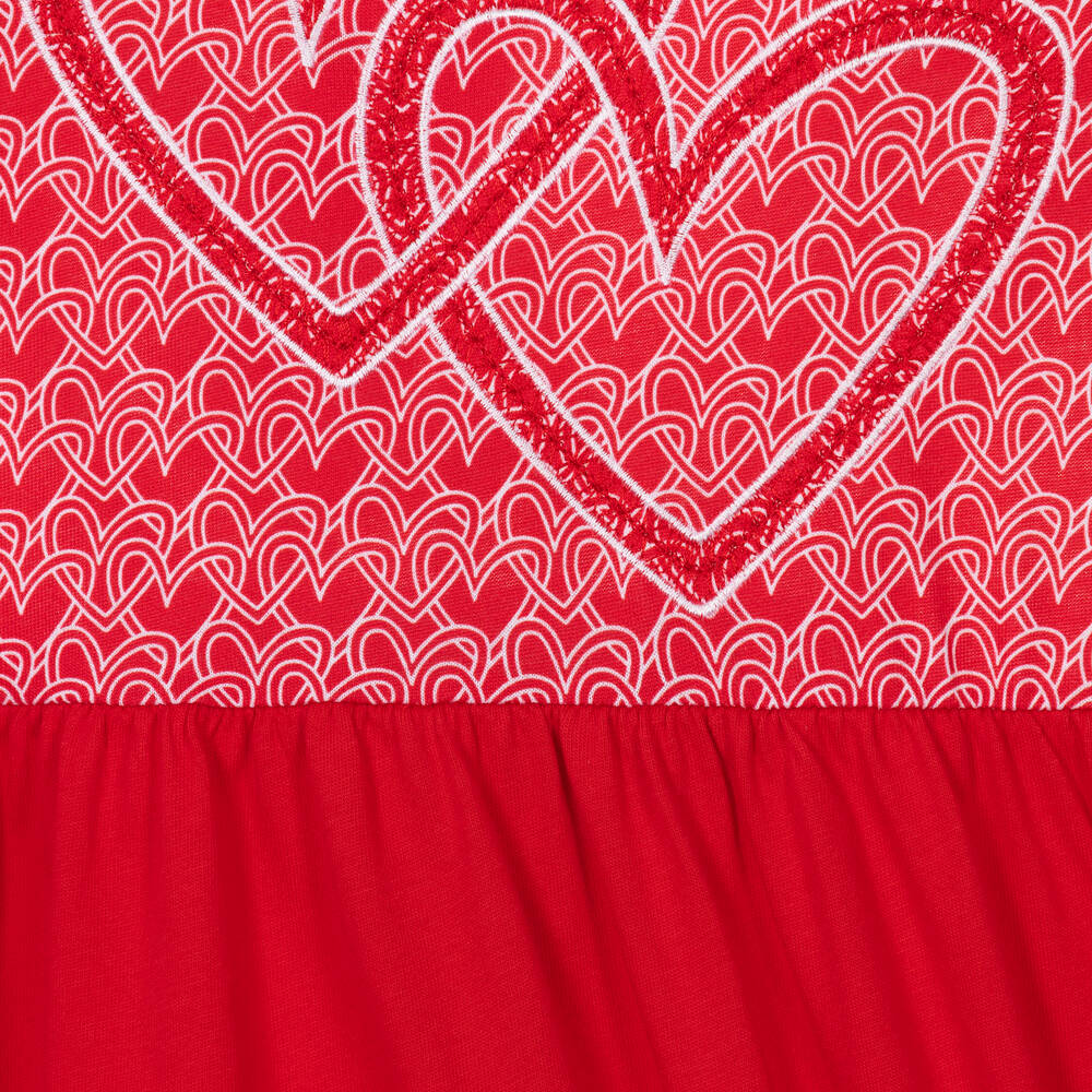 Agatha Ruiz de la Prada-Girls Red & White Cotton Heart Dress | Childrensalon Outlet