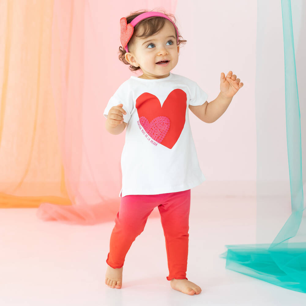 Agatha Ruiz de la Prada-Girls Red & White Heart Outfit | Childrensalon Outlet
