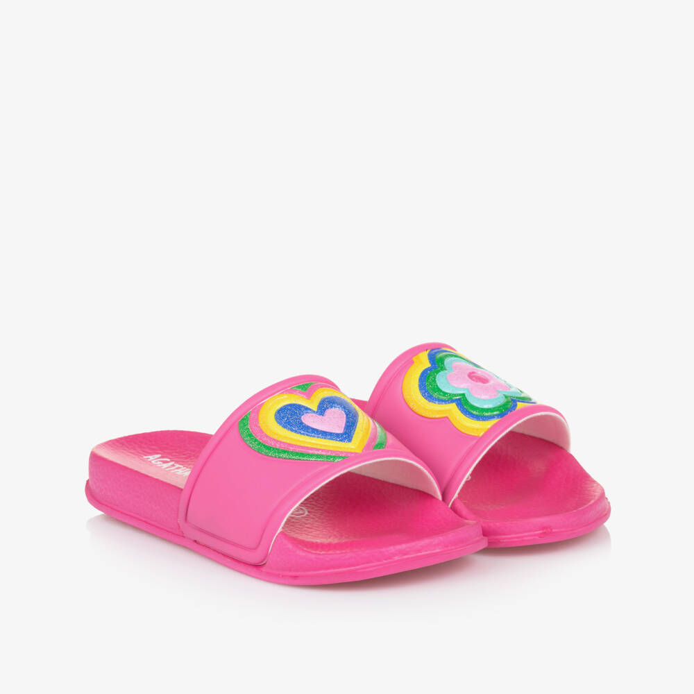 Agatha Ruiz de la Prada-Girls Rose Heart Slide Sandals | Childrensalon Outlet
