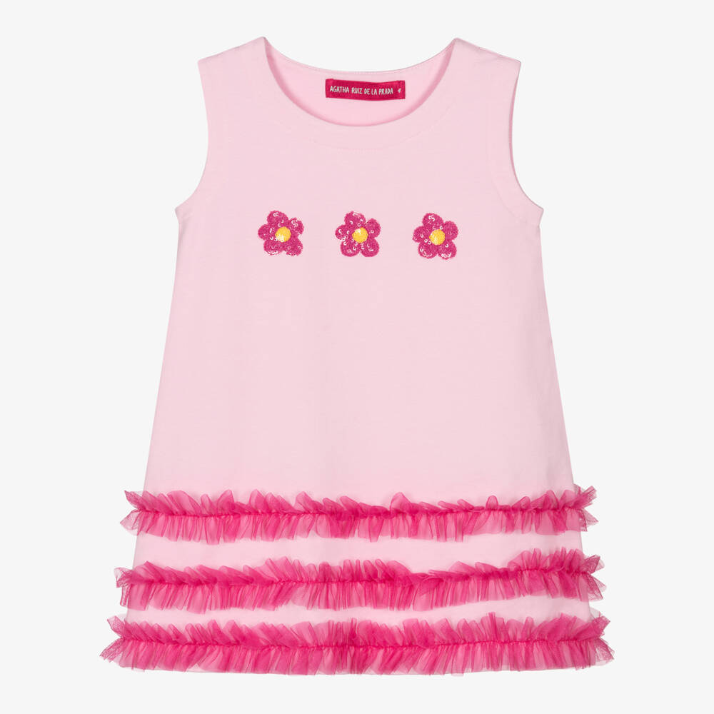 Agatha Ruiz de la Prada-Girls Rosy Cotton Embellished Dress | Childrensalon Outlet