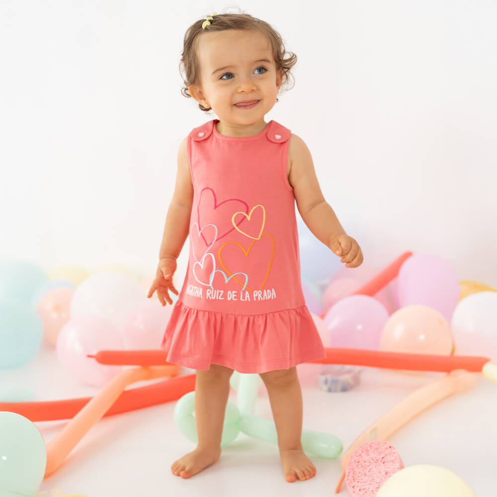 Agatha Ruiz de la Prada-Girls Rosy Cotton Heart Dress | Childrensalon Outlet