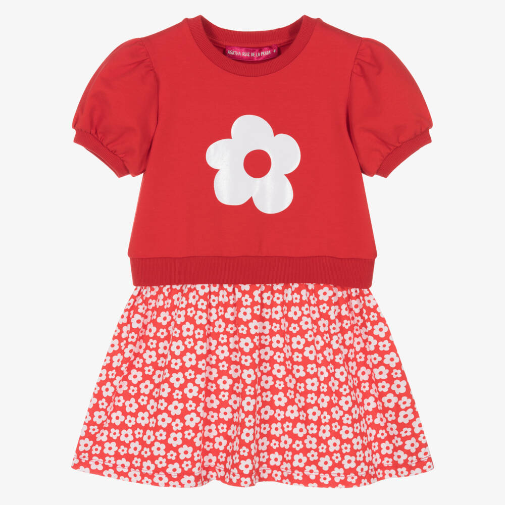 Agatha Ruiz de la Prada-Платье из хлопка с розовым цветочным узором для девочек | Childrensalon Outlet