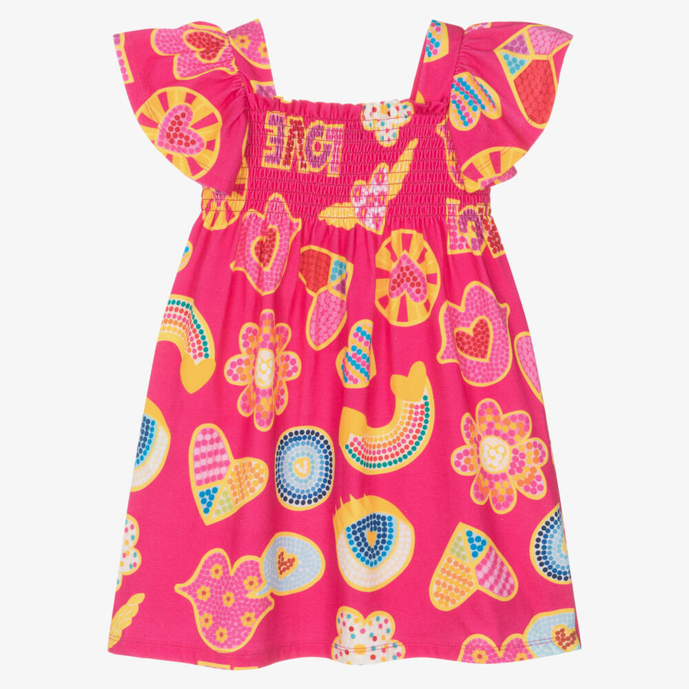 Agatha Ruiz de la Prada-Girls Rosy Patterned Jersey Frock | Childrensalon Outlet