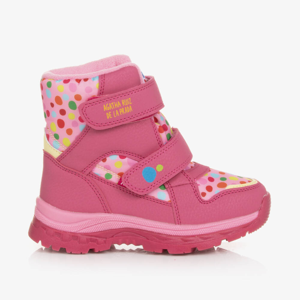 Agatha Ruiz de la Prada-Girls Rosy Polka-Dot Snow Boots | Childrensalon Outlet