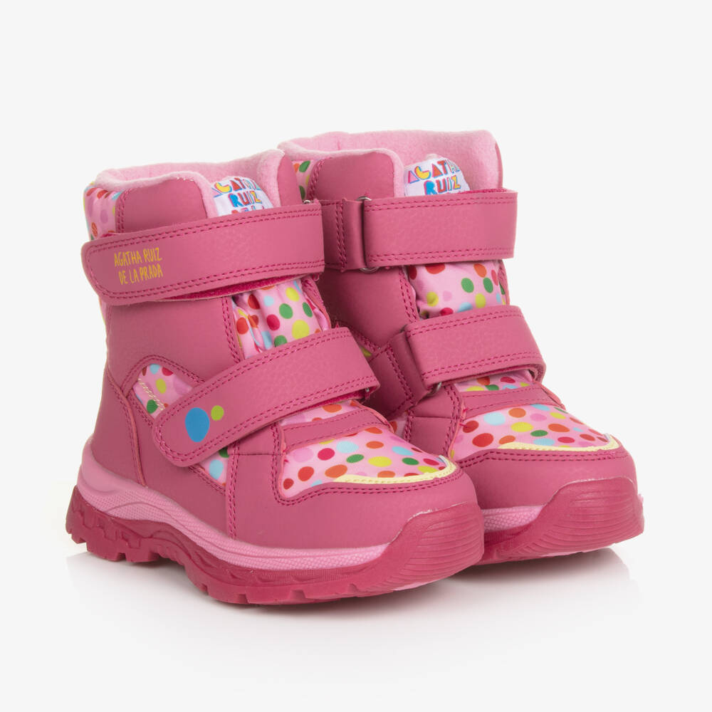 Agatha Ruiz de la Prada-Girls Rosy Polka-Dot Snow Boots | Childrensalon Outlet