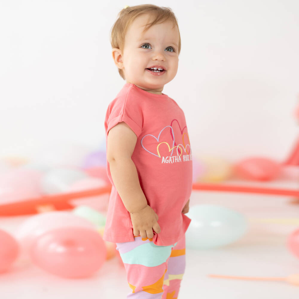 Agatha Ruiz de la Prada-Леггинсы с узором волны розового цвета для девочек | Childrensalon Outlet