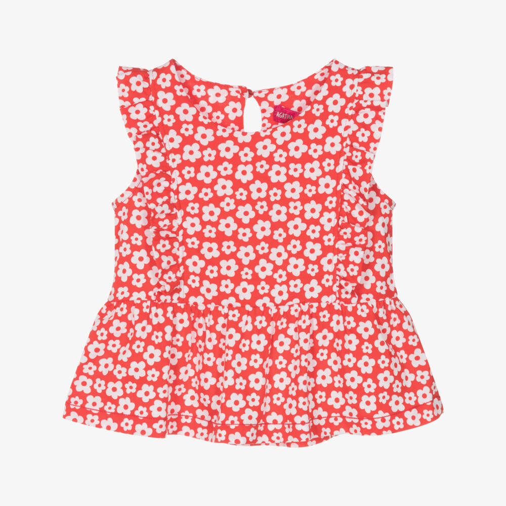 Agatha Ruiz de la Prada-Girls Scarlet Cotton Blossom Tee | Childrensalon Outlet