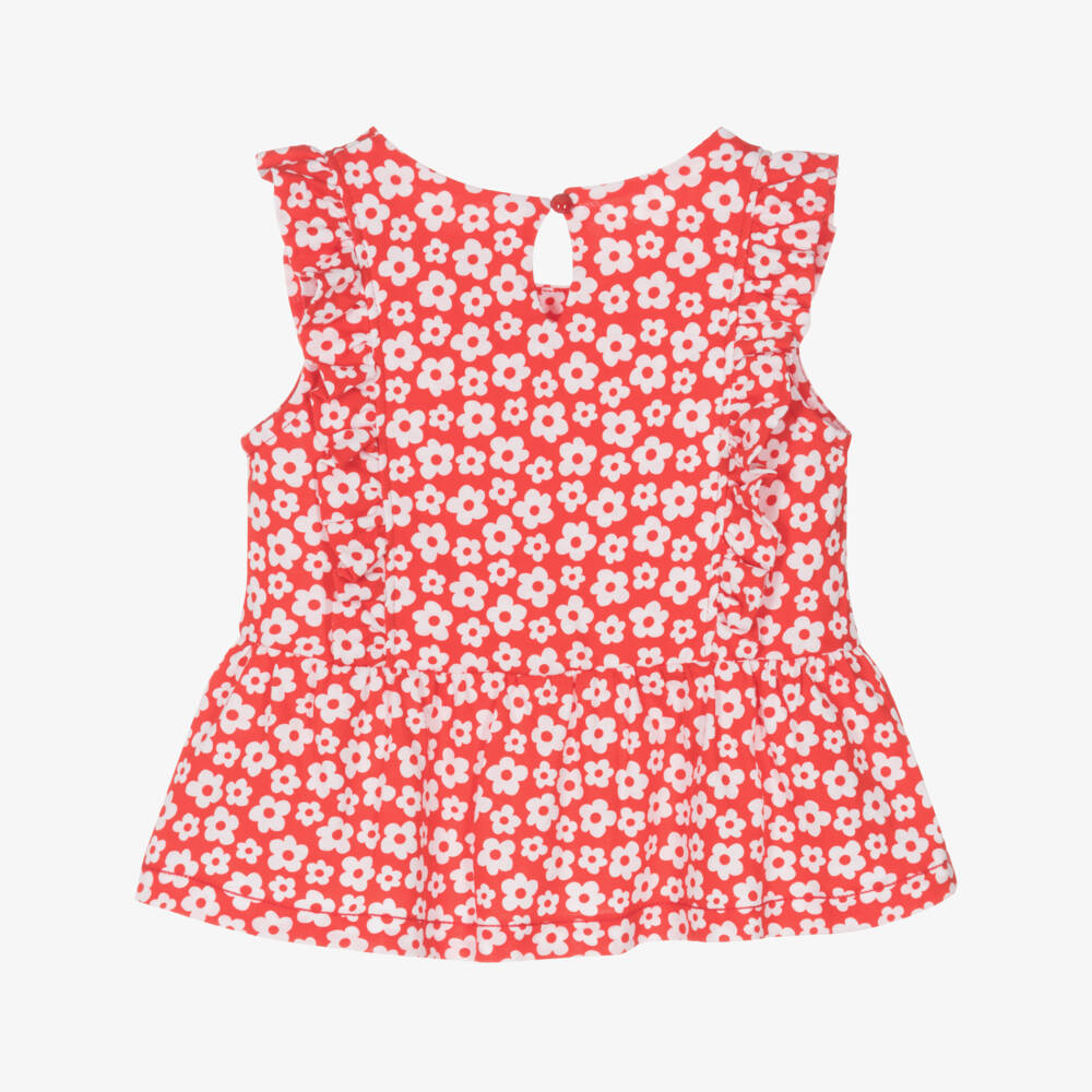 Agatha Ruiz de la Prada-Футболка из хлопка с цветочным узором для девочек в алом цвете | Childrensalon Outlet