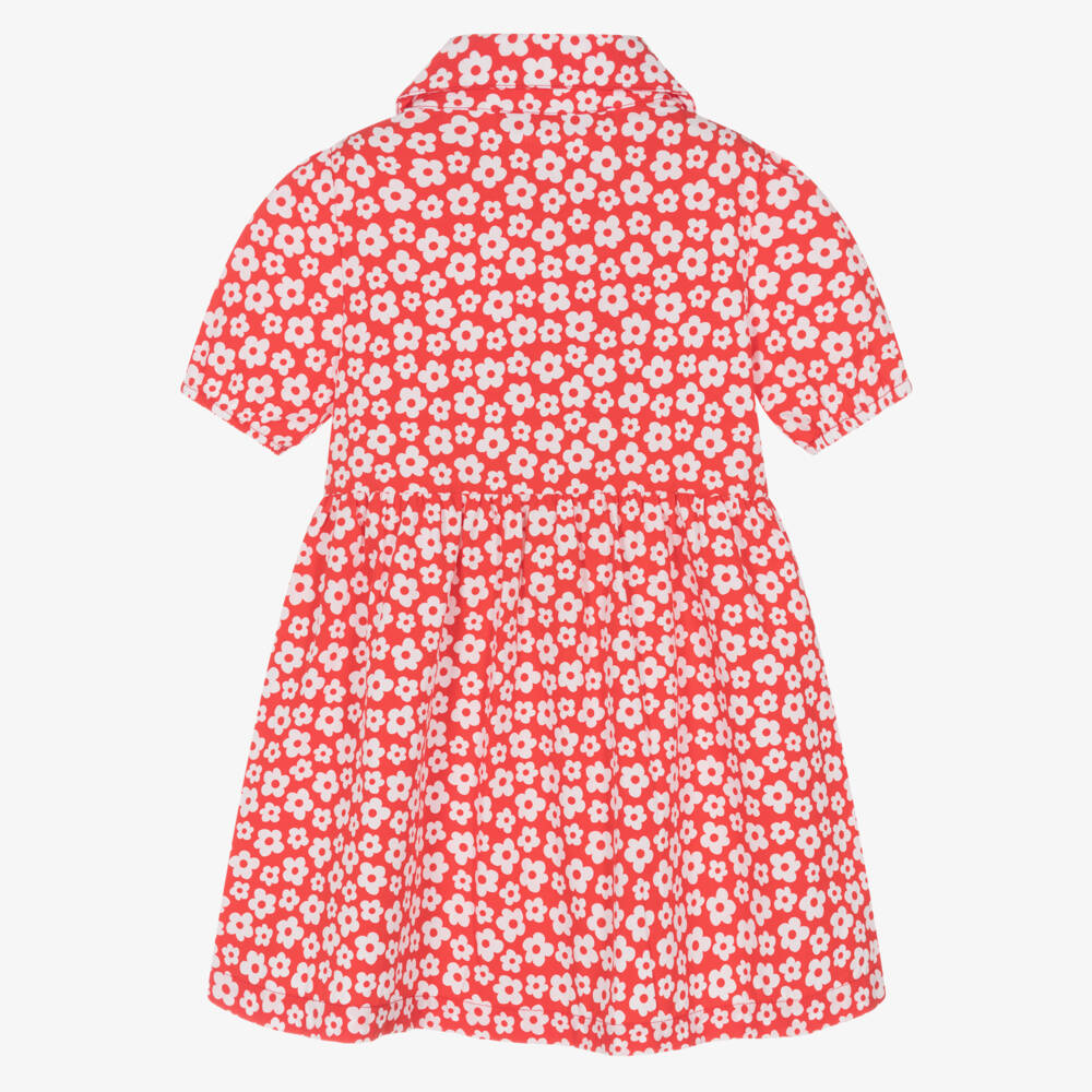 Agatha Ruiz de la Prada-فستان بوبلين قرمزي وعاجي للبنات | Childrensalon Outlet