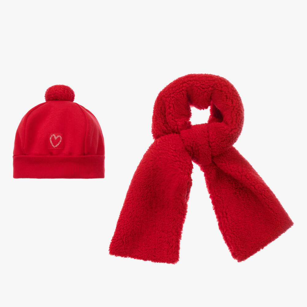 Agatha Ruiz de la Prada-Girls Scarlet Pom-Pom Hat & Scarf | Childrensalon Outlet