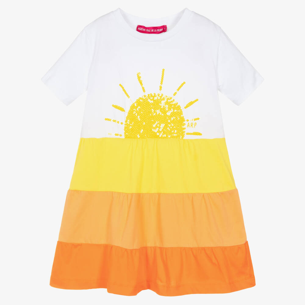 Agatha Ruiz de la Prada-Белое платье-сарафан для девочек | Childrensalon Outlet