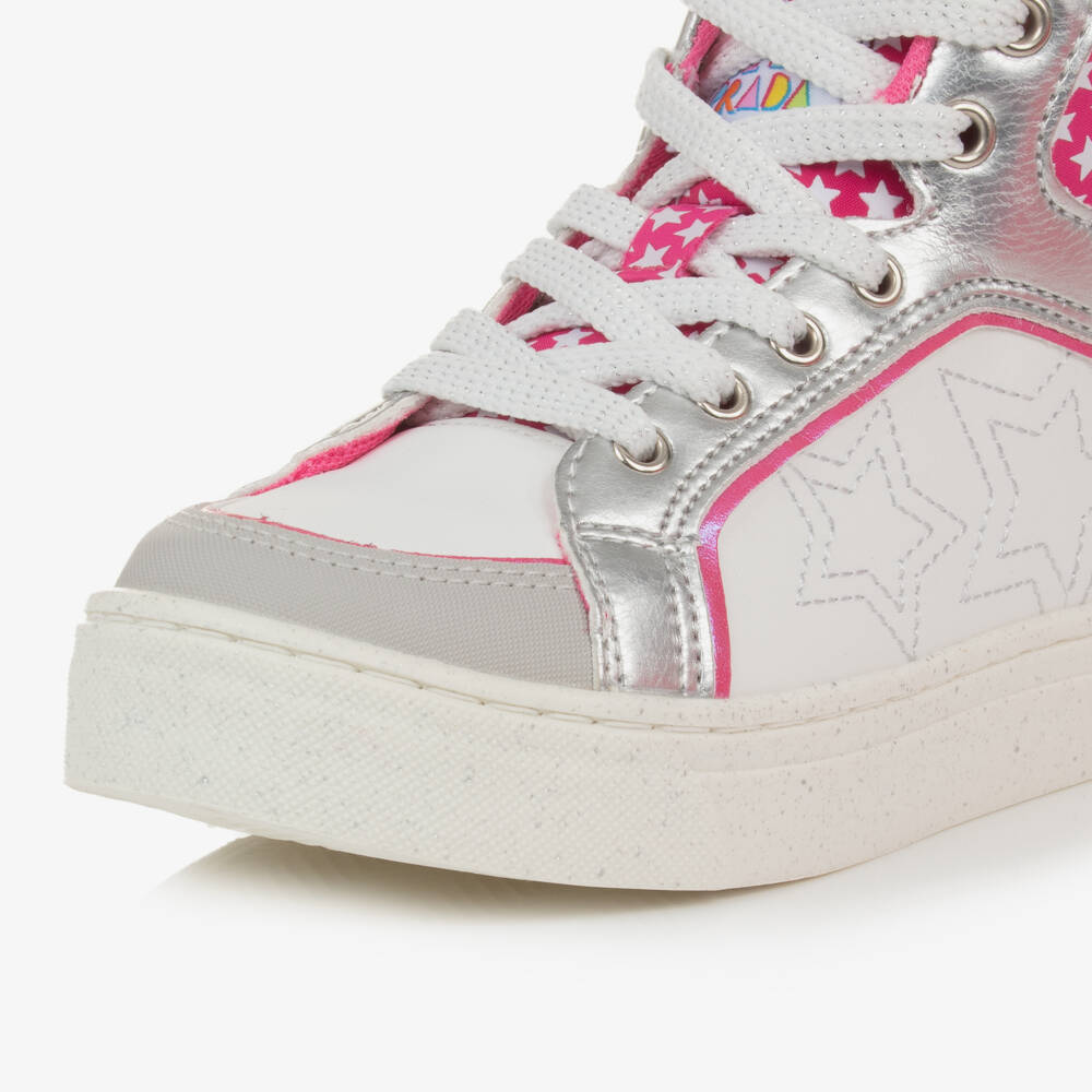 Agatha Ruiz de la Prada-Girls Silver & White Star Hightops | Childrensalon Outlet