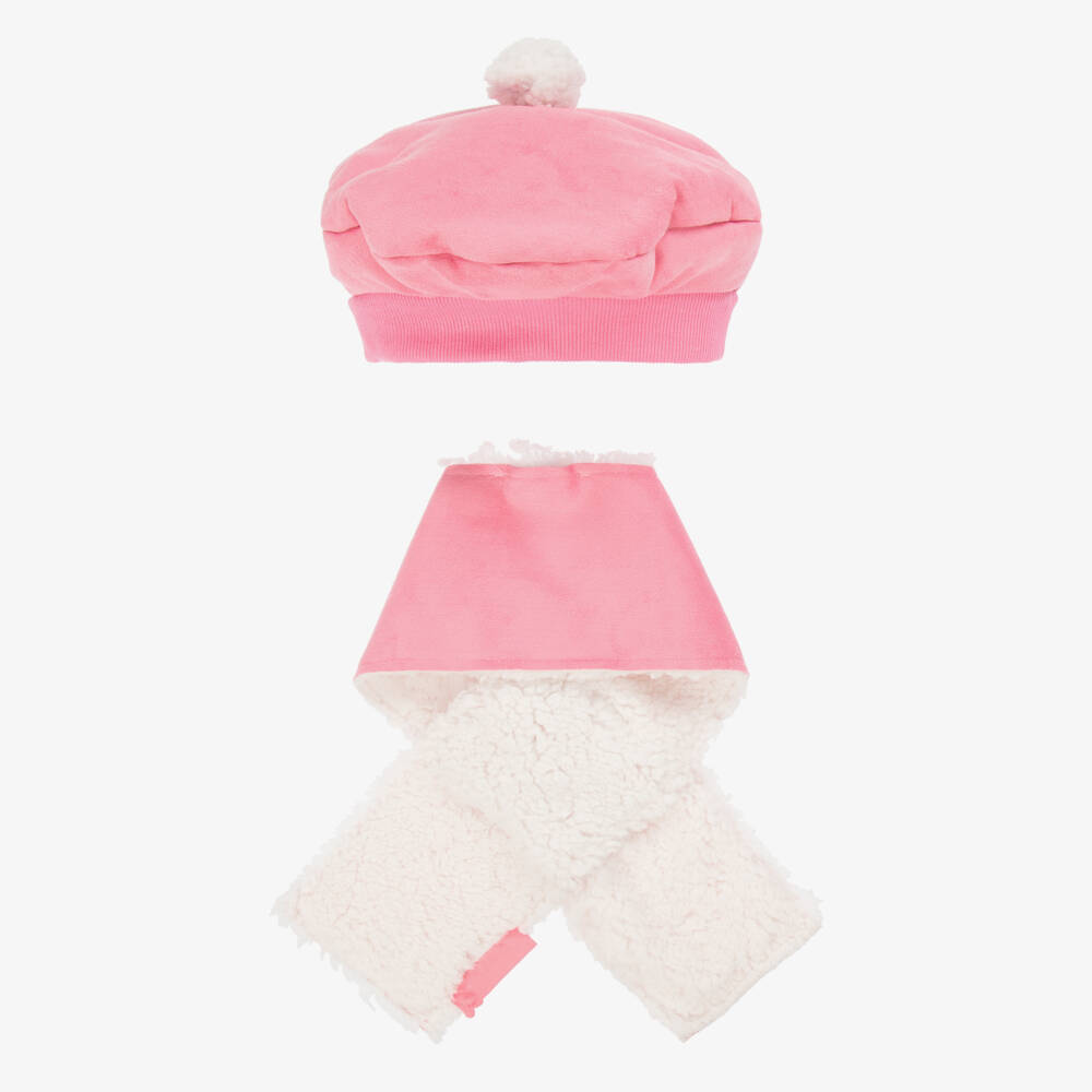 Agatha Ruiz de la Prada-Мягкий розовый берет и шарф для девочек | Childrensalon Outlet