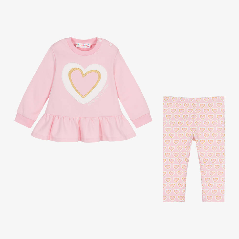Agatha Ruiz de la Prada-Girls Soft Pink Heart Ensemble | Childrensalon Outlet
