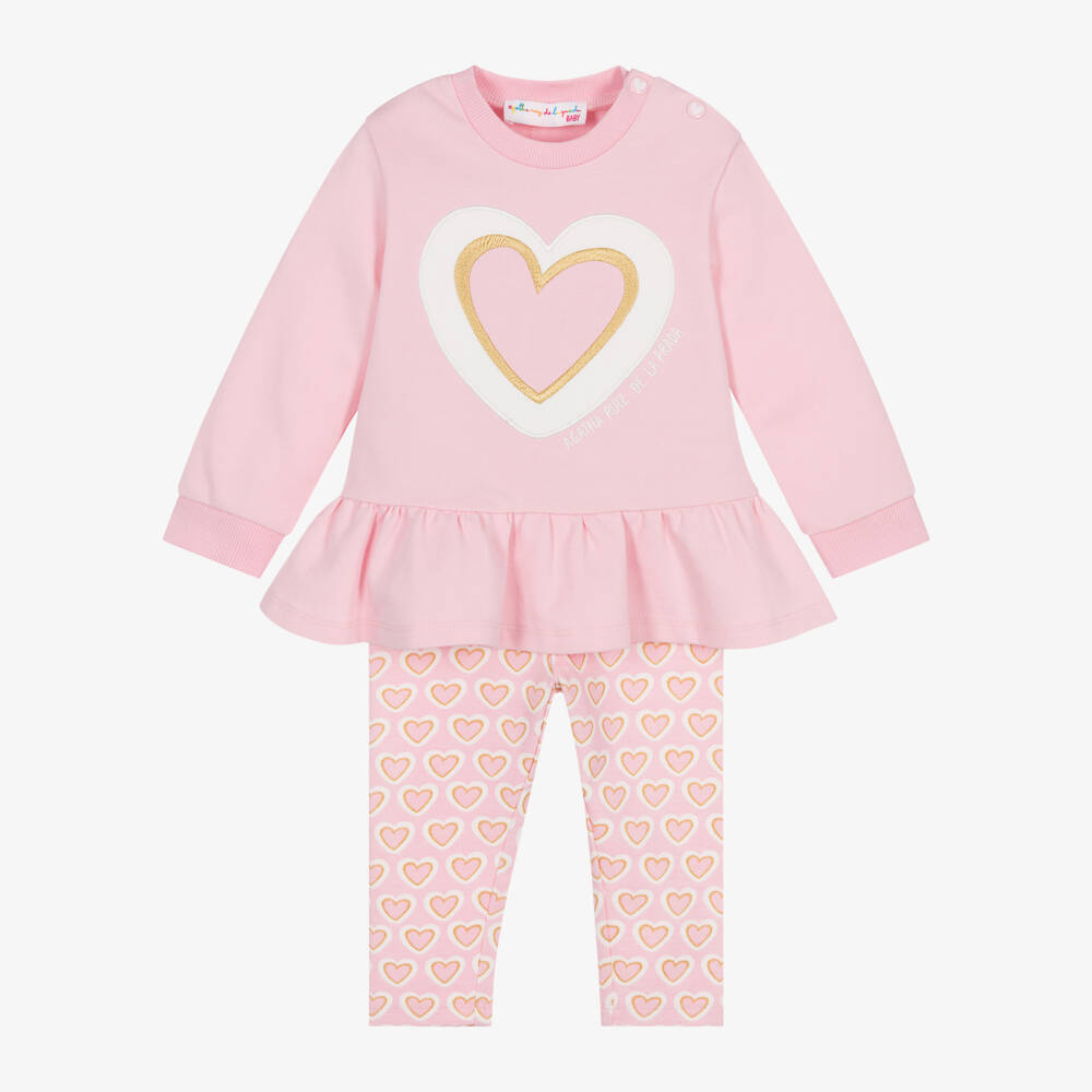 Agatha Ruiz de la Prada-Girls Soft Pink Heart Ensemble | Childrensalon Outlet