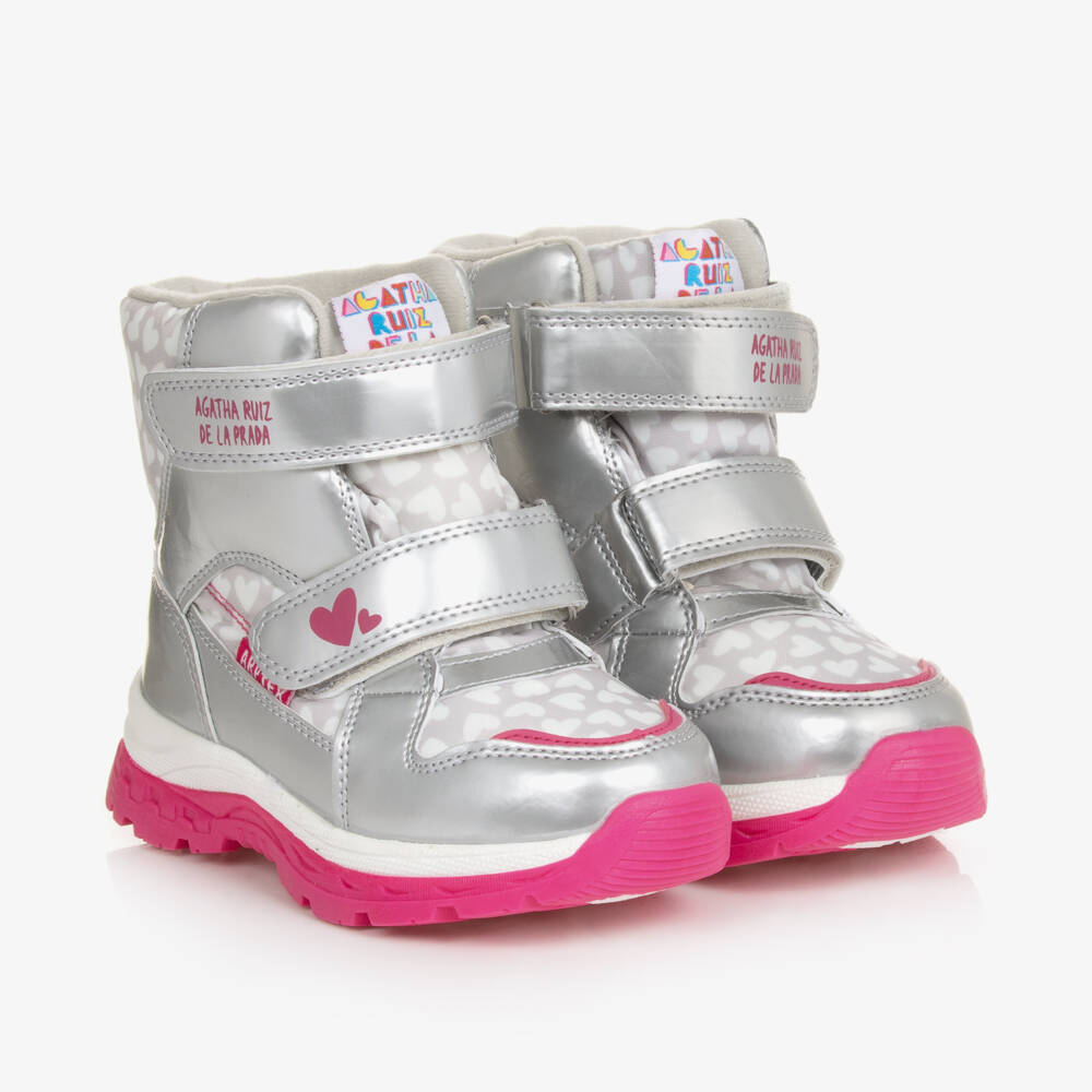 Agatha Ruiz de la Prada-أحذية شتوية للبنات بنقشة قلوب متلألئة | Childrensalon Outlet