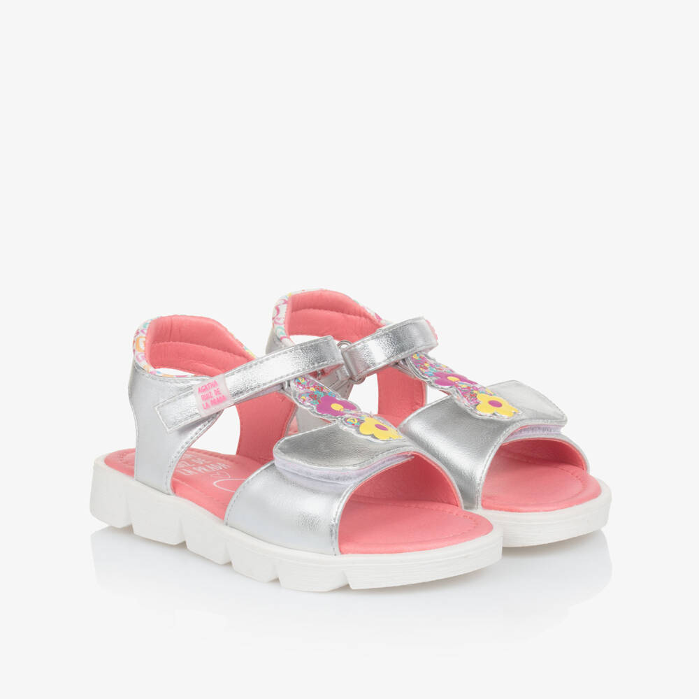 Agatha Ruiz de la Prada-Girls Sparkling Silver Blossom Sandals | Childrensalon Outlet