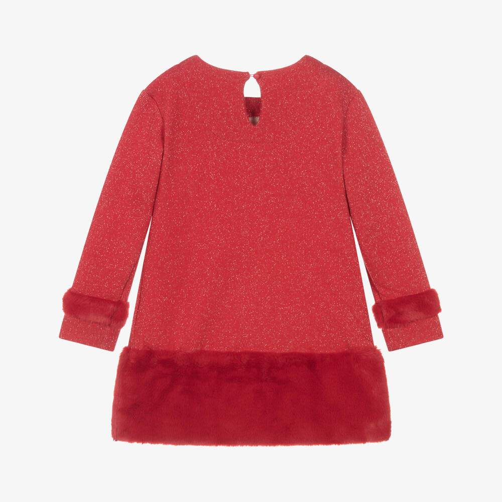Agatha Ruiz de la Prada-Girls Sparkly Red Plush & Sequin Dress | Childrensalon Outlet