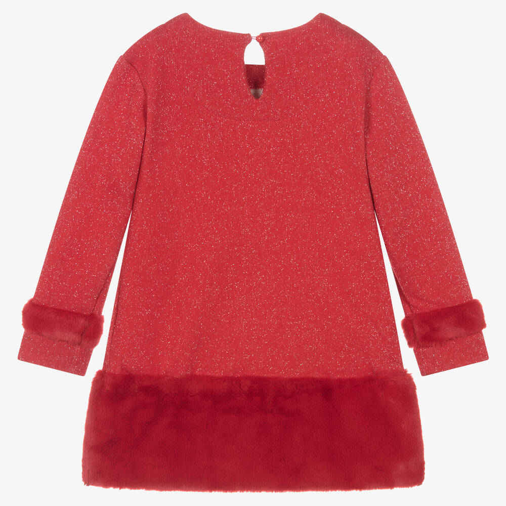 Agatha Ruiz de la Prada-Girls Sparkly Red Plush & Sequin Dress | Childrensalon Outlet