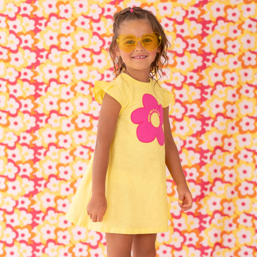 Agatha Ruiz de la Prada-Girls Sunny Linen Cotton Floral Dress | Childrensalon Outlet