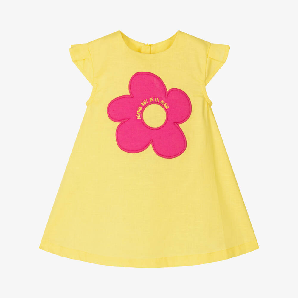 Agatha Ruiz de la Prada-Льняное хлопковое платье с цветочным узором для девочек | Childrensalon Outlet