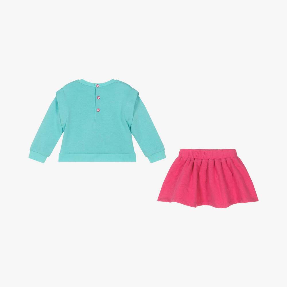 Agatha Ruiz de la Prada-Girls Turquoise & Fuchsia Skirt Ensemble | Childrensalon Outlet