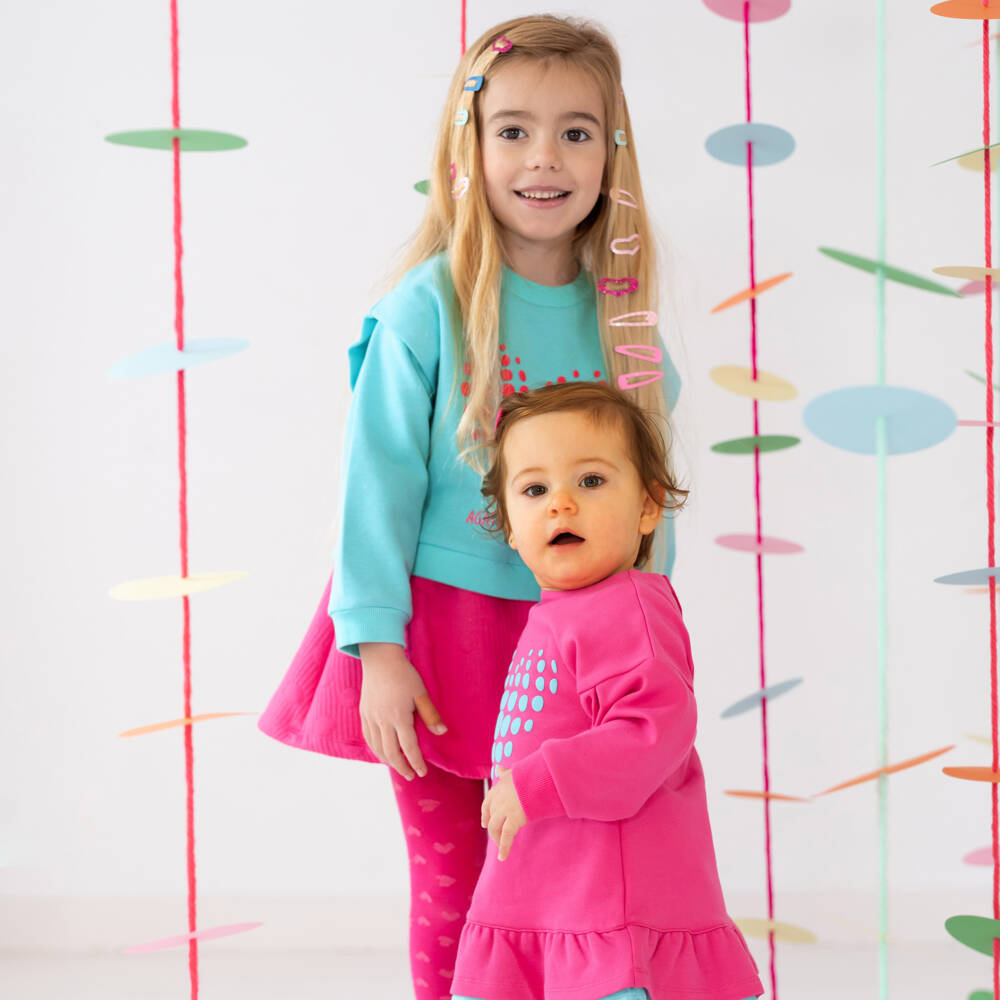 Agatha Ruiz de la Prada-Girls Turquoise & Fuchsia Skirt Ensemble | Childrensalon Outlet