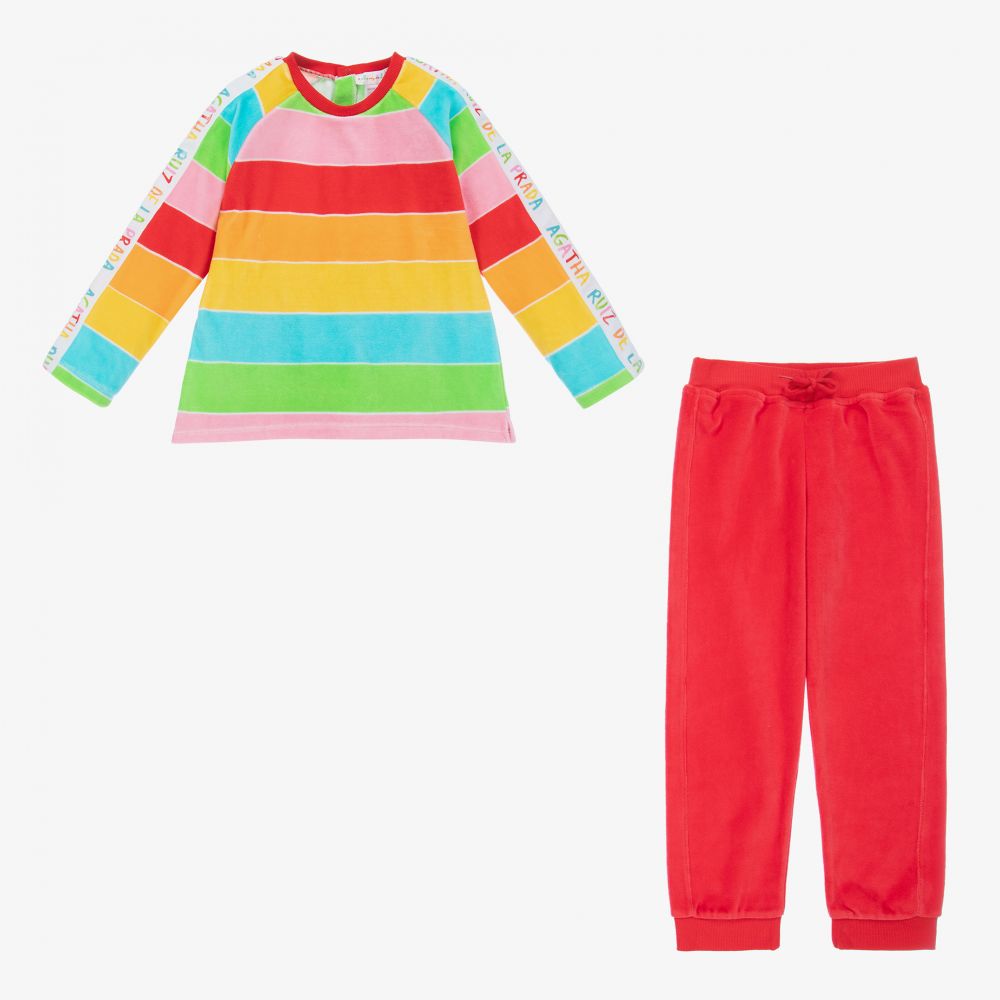 Agatha Ruiz de la Prada-Girls Velour Tracksuit  | Childrensalon Outlet