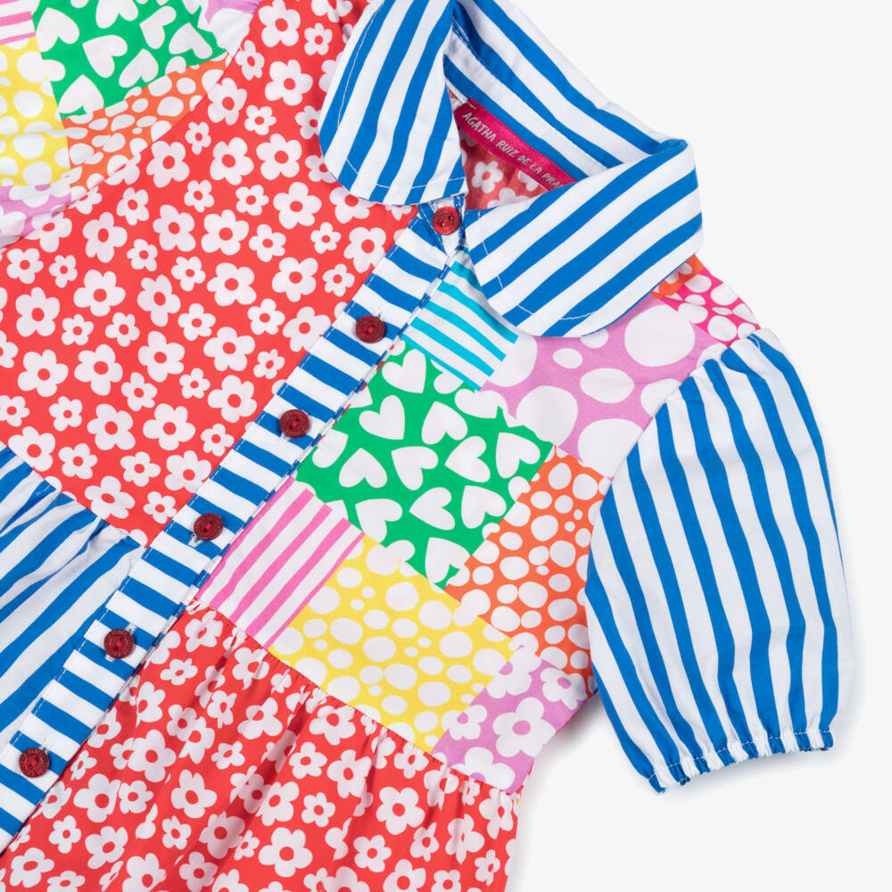 Agatha Ruiz de la Prada-Girls Vibrant Blue Patchwork Dress | Childrensalon Outlet