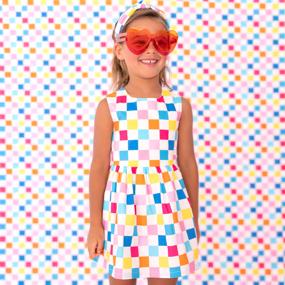 Agatha Ruiz de la Prada-فستان قطني بنقشة مربعات زاهية للبنات | Childrensalon Outlet