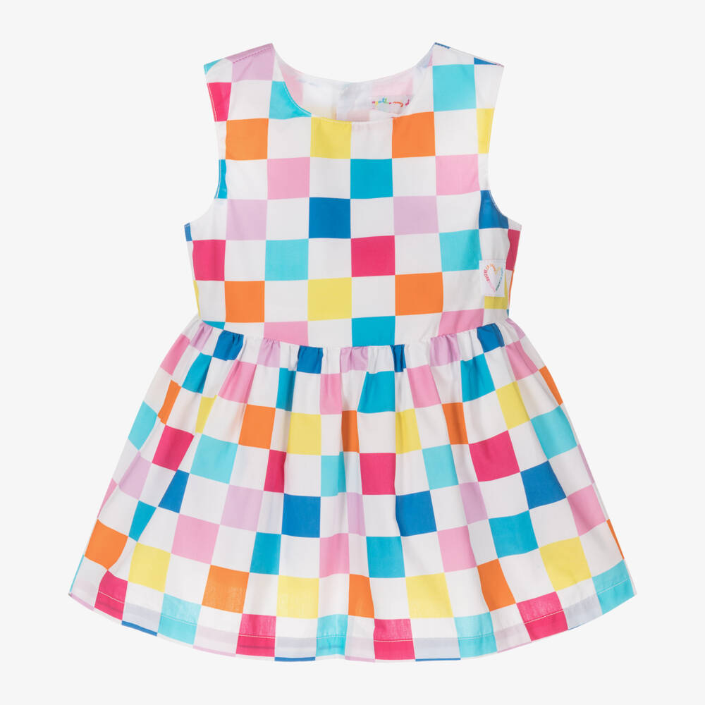 Agatha Ruiz de la Prada-Girls Vibrant Checkered Cotton Frock | Childrensalon Outlet