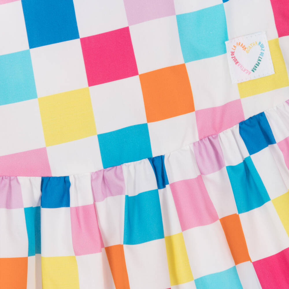 Agatha Ruiz de la Prada-فستان قطني بنقشة مربعات زاهية للبنات | Childrensalon Outlet