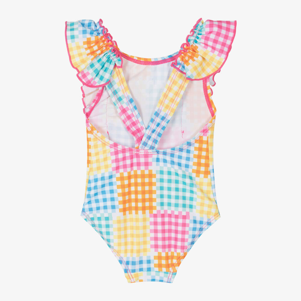 Agatha Ruiz de la Prada-Girls Vibrant Checkered Ruffle Swimsuit | Childrensalon Outlet