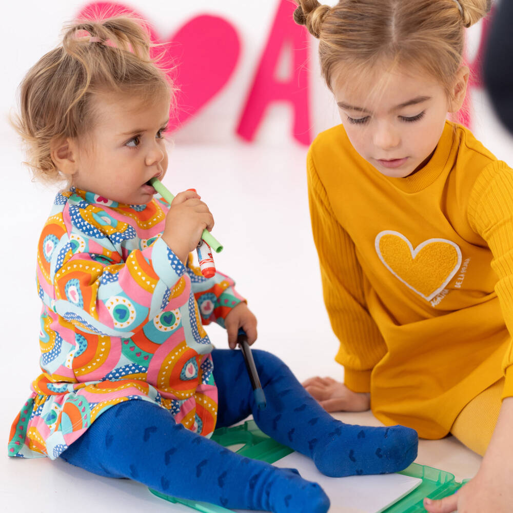 اجاثا رويز دي لا برادا-طقم فستان بنقشة قلوب وقوس قزح لون برتقالي | Childrensalon Outlet