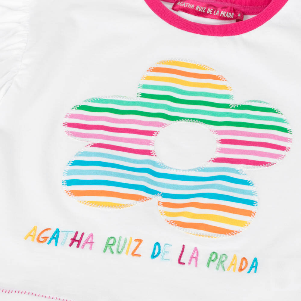 Agatha Ruiz de la Prada-Girls Vibrant Floral White Tee | Childrensalon Outlet