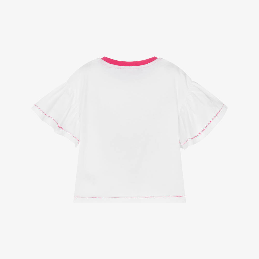 Agatha Ruiz de la Prada-تيشيرت أبيض مزين بالزهور الزاهية للبنات | Childrensalon Outlet