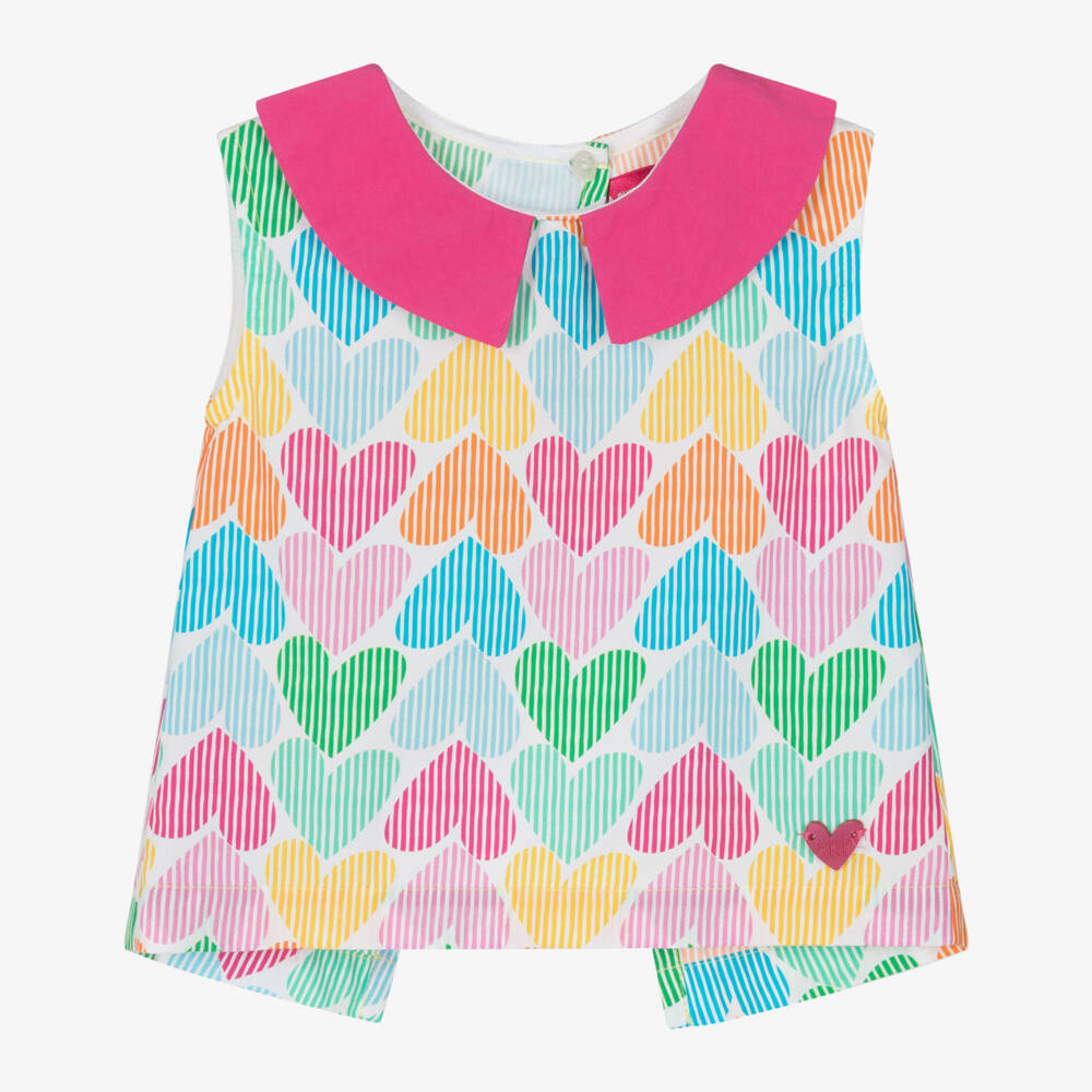 Agatha Ruiz de la Prada-Girls Vibrant Heart Poplin Blouse | Childrensalon Outlet