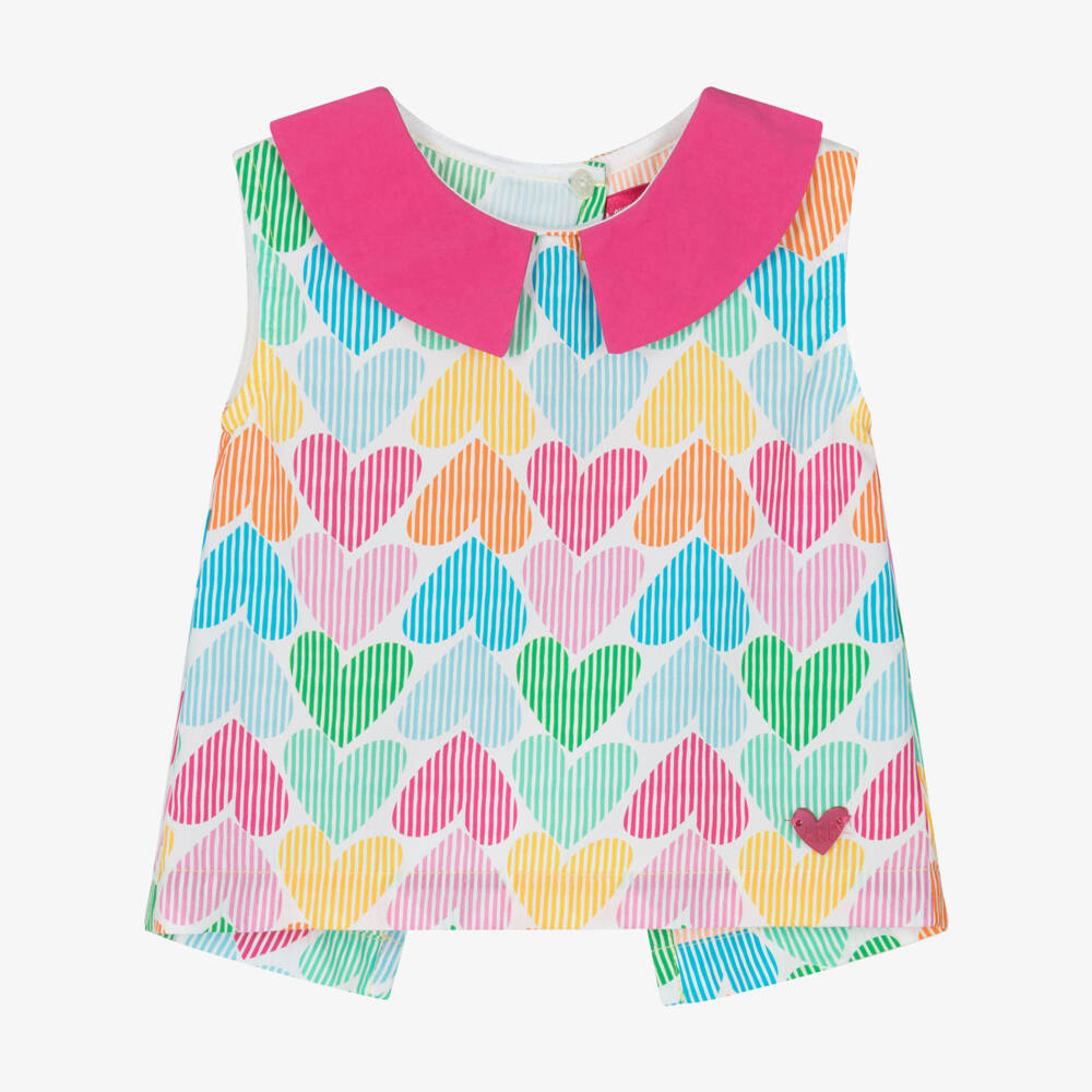 Agatha Ruiz de la Prada-Girls Vibrant Heart Poplin Blouse | Childrensalon Outlet