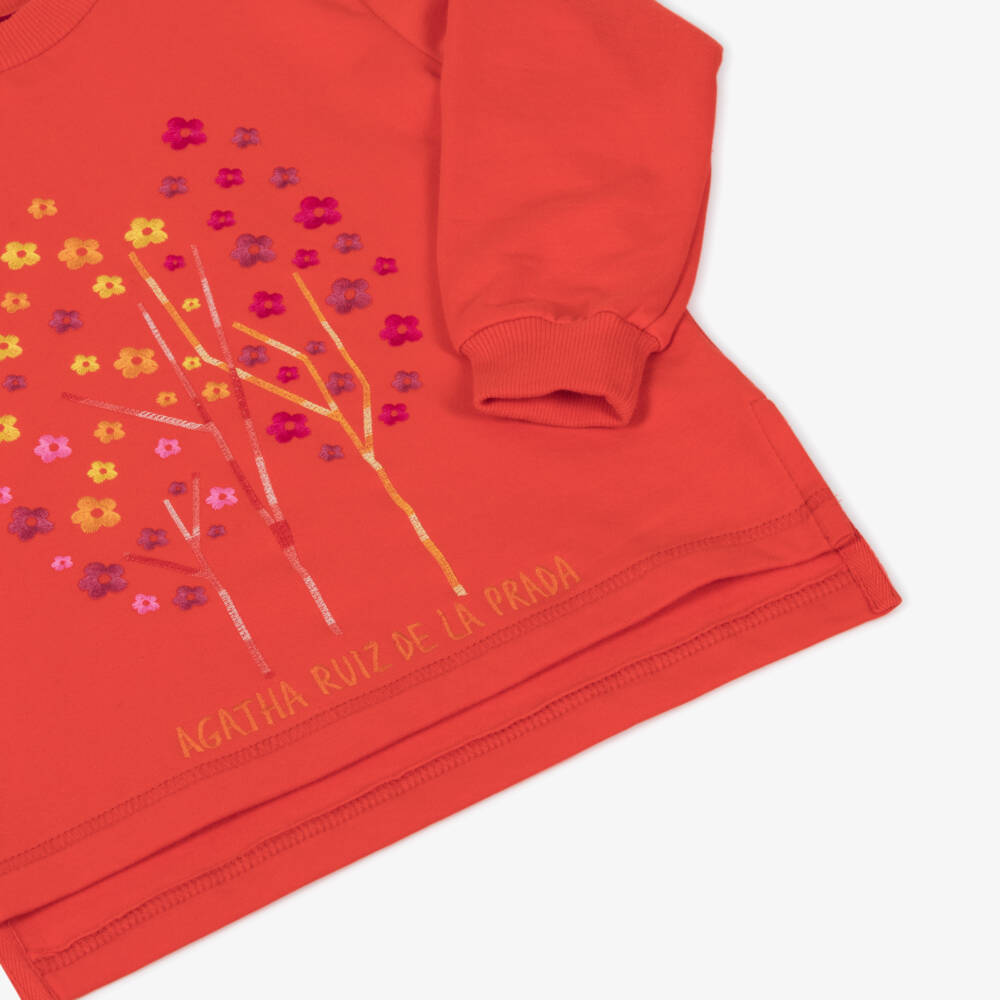 Agatha Ruiz de la Prada-Яркий оранжевый цветочный свитшот для девочек | Childrensalon Outlet