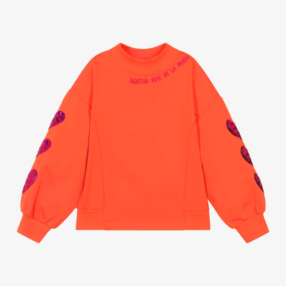 Agatha Ruiz de la Prada-Girls Vibrant Orange Heart Pullover | Childrensalon Outlet