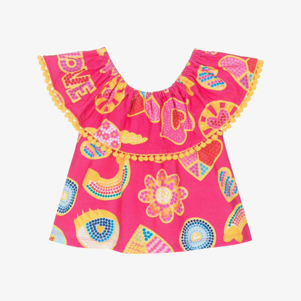 Agatha Ruiz de la Prada-Яркая розовая хлопковая блузка для девочек | Childrensalon Outlet